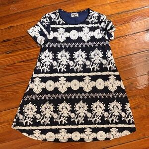 Show Me Your MuMu Navy and White Patterned Mini Dress